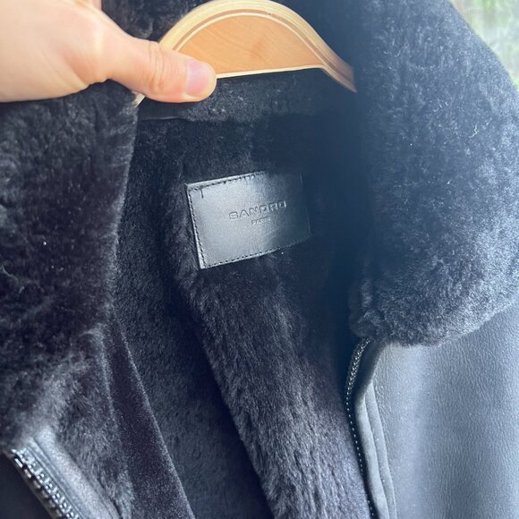 Sandro Shearling Leather Jacket - Picture 5 of 5